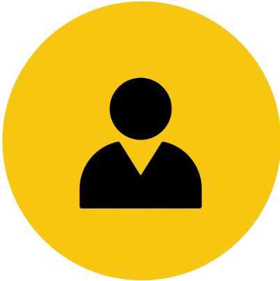 Person icon on a yellow circular background.
