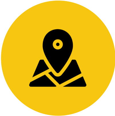 Map pin icon on yellow background.